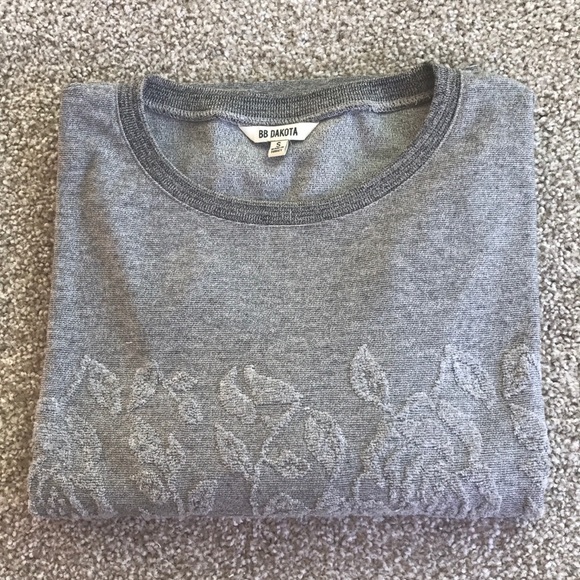 BB Dakota Sweaters - BB Dakota Gray Sweater with Flower Detail